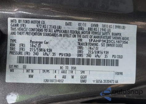 2012 Ford Focus Se from USA, damaged, VIN 1FAHP3K23CL187354